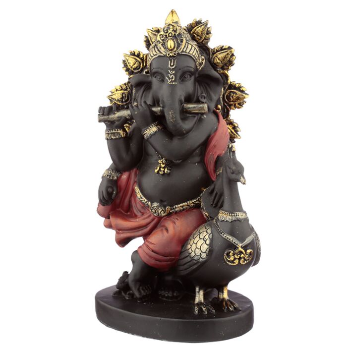 Figura Ganesh com flauta e pavão