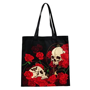 Saco Tote reutilizável para Compras - Caveiras e Rosas