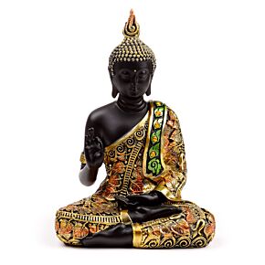 Buda tailandês meditação preto e laranja dourado