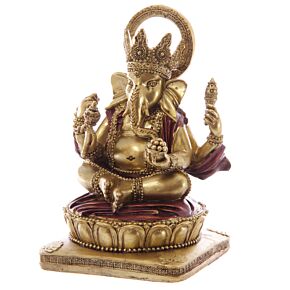 Ganesh Dourada e vermelha 14cm