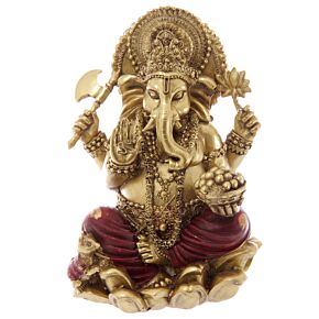 Ganesh Dourada e vermelha 16cm