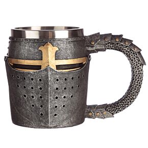 Caneca de Cerveja Decorativa - Capacete Medieval e Armadura