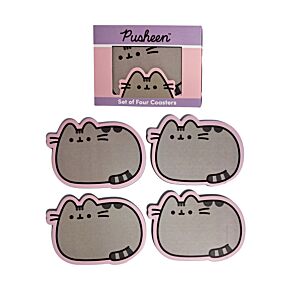 Pusheen - set de 4 bases para copos com forma 