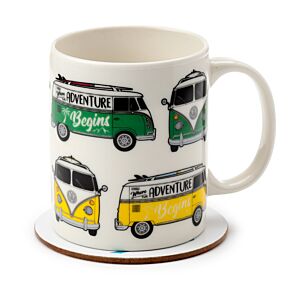 VW Volkswagen T1 Camper Bus Caneca de Porcelana e Base 