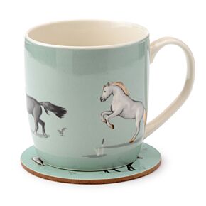 Willow Farm Cavalos Caneca de Porcelana e Base 