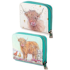 Jan Pashley Highland Coo - Carteira pequena com fecho Zip